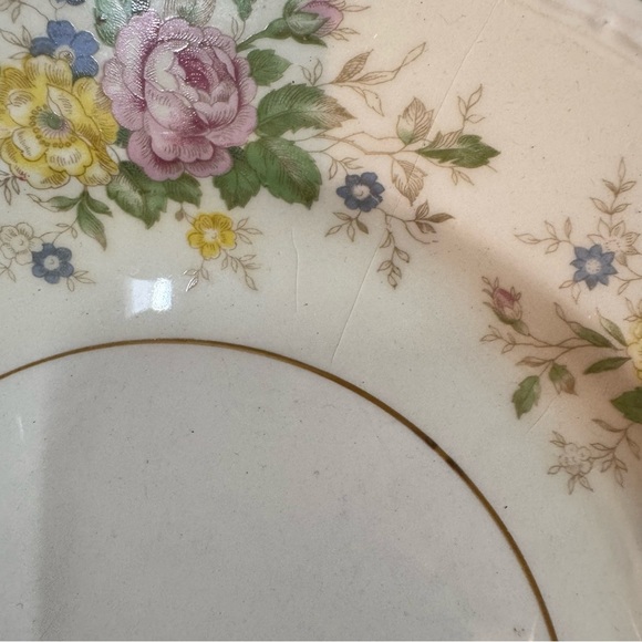 Homer Laughlin Georgian Eggshell dinner plates in the "Heather Rose" pattern 9” - Picture 3 of 7